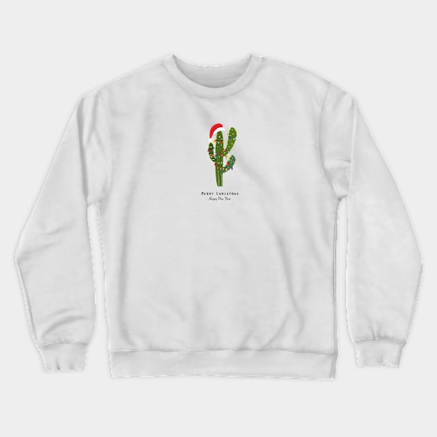 Cactus with colorful lights bulbs Christmas design Crewneck Sweatshirt by GULSENGUNEL